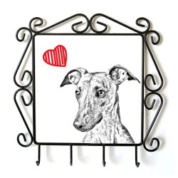 Whippet- clothes hanger with an image of a dog. Collection. Dog with heart.