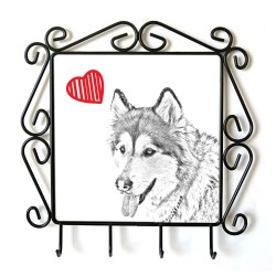 Alaskan Malamute- clothes hanger with an image of a dog. Collection. Dog with heart.