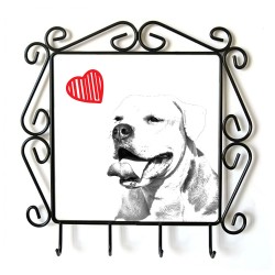 Bulldog americano- Percha para ropa con la imagen de perro. Perro con el corazón