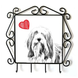 Bearded Collie- Percha para ropa con la imagen de perro. Perro con el corazón