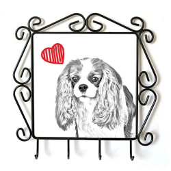Cavalier King Charles Spaniel- clothes hanger with an image of a dog. Collection. Dog with heart.