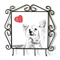 Chinese Crested Dog- clothes hanger with an image of a dog. Collection. Dog with heart.