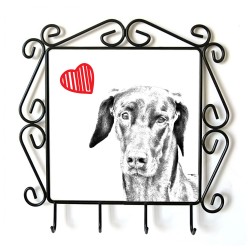 Dobermann- clothes hanger with an image of a dog. Collection. Dog with heart.