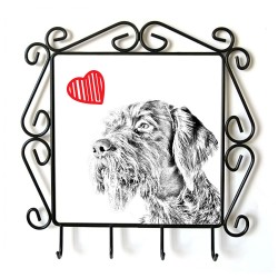 German Wirehaired Pointer- clothes hanger with an image of a dog. Collection. Dog with heart.