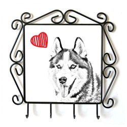 Siberian Husky- clothes hanger with an image of a dog. Collection. Dog with heart.