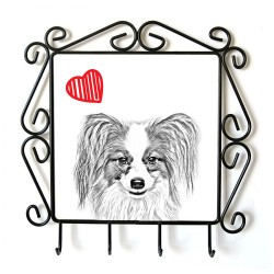 Papillon- clothes hanger with an image of a dog. Collection. Dog with heart.