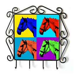 Spanish-Norman horse- Percha para ropa con la imagen de caballo. Estilo de Andy Warhol