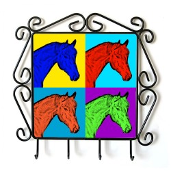 Caballo castaño- Percha para ropa con la imagen de caballo. Estilo de Andy Warhol