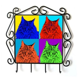 Maine Coon- Percha para ropa con la imagen de gato. Estilo de Andy Warhol