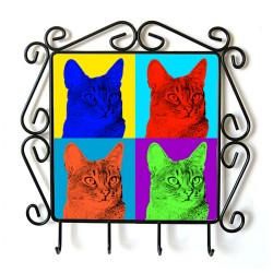 Abyssin- Percha para ropa con la imagen de gato. Estilo de Andy Warhol