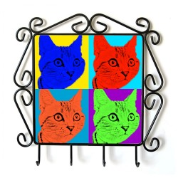 American shorthair- Cintre pour vetements avec une image du chat. Collection. Andy Warhol style