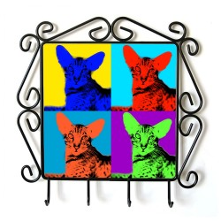 Gato oriental- Percha para ropa con la imagen de gato. Estilo de Andy Warhol
