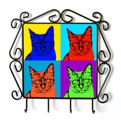 Gato tonkinés- Percha para ropa con la imagen de gato. Estilo de Andy Warhol