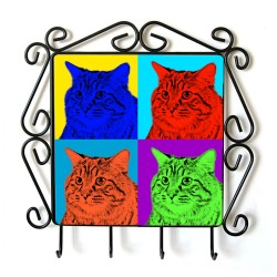 Kurylski bobtail długowłosy- kolekcja wieszaków z wizerunkiem kota. Kolekcja. Styl Andy Warhola