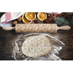 Engraved rolling pin. Original shape. PEARS pattern. Laser Engraved for cookies. Decorating roller