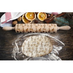 Engraved rolling pin. Original shape. MUSIC pattern. Laser Engraved for cookies. Decorating roller