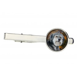 Polish Lowland Sheepdog. Tie clip for dog lovers. Photo jewellery. Men's jewellery. Handmade.