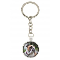 English Bulldog. Keyring, keychain for dog lovers. Photo jewellery. Men's jewellery. Handmade.
