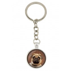 Pug. Keyring, keychain for dog lovers. Photo jewellery. Men's jewellery. Handmade.