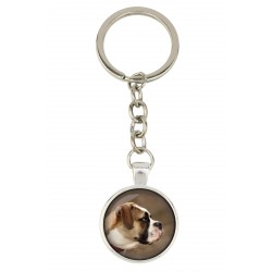 American Bulldog. Keyring, keychain for dog lovers. Photo jewellery. Men's jewellery. Handmade.