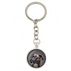 Boxer uncropped. Keyring, keychain for dog lovers. Photo jewellery. Men's jewellery. Handmade.