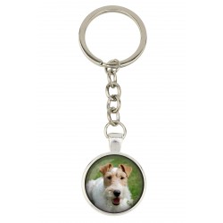 Fox Terrier. Keyring, keychain for dog lovers. Photo jewellery. Men's jewellery. Handmade.