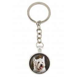 West Highland White Terrier. Keyring, keychain for dog lovers. Photo jewellery. Men's jewellery. Handmade.