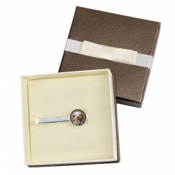 Clumber Spaniel. Tie clip with box for dog lovers. Photo jewellery. Men's jewellery. Handmade