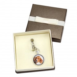English Pointer. Keyring, keychain with box for dog lovers. Photo jewellery. Men's jewellery. Handmade.