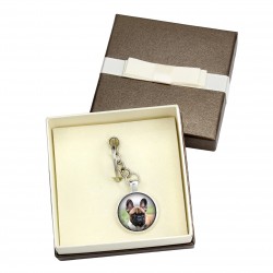 French Bulldog. Keyring, keychain with box for dog lovers. Photo jewellery. Men's jewellery. Handmade.
