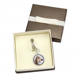 Saluki. Keyring, keychain with box for dog lovers. Photo jewellery. Men's jewellery. Handmade.