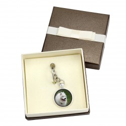 Samoyed. Keyring, keychain with box for dog lovers. Photo jewellery. Men's jewellery. Handmade.