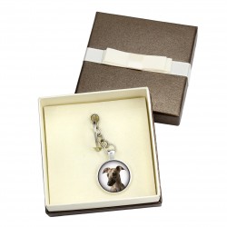 Whippet. Keyring, keychain with box for dog lovers. Photo jewellery. Men's jewellery. Handmade.