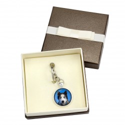 Siberian Husky. Keyring, keychain with box for dog lovers. Photo jewellery. Men's jewellery. Handmade.