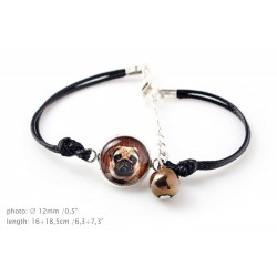 Pug. Bracelet for people who love dogs. Photojewelry. Handmade.