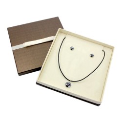 Dobermann uncropped. Jewelry with box for people who love dogs. Earrings and necklace. Photojewelry.