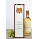 Wein-Schachtel mit dem Bild eines Hundes.