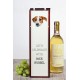 Caja de vino con una imagen de perro.