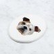 Keramikplatte, Grabplatte, oval mit Bild eines Hundes.