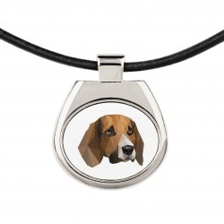 Un collar con un perro Beagle inglés. Una nueva colección con el perro geométrico