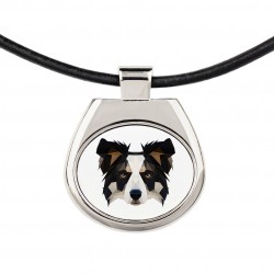 Una collana con un cane Border Collius. Una nuova collezione con il cane geometrico