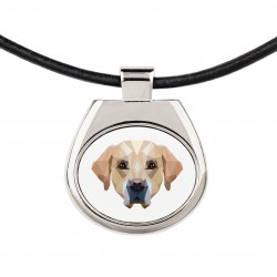 Un collar con un perro Cobrador de Labrador. Una nueva colección con el perro geométrico