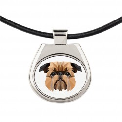 Un collar con un perro Grifón de Bruselas. Una nueva colección con el perro geométrico