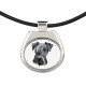 Una collana con un cane Cesky Terrier. Una nuova collezione con il cane geometrico