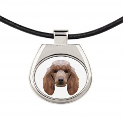 Un collar con un perro Caniche. Una nueva colección con el perro geométrico