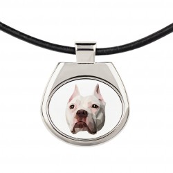 A necklace with a American Pit Bull Terrier dog. A new collection with the geometric dog