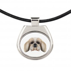 Halskette mit Shih Tzu. Neue Kollektion mit geometrischem Hund