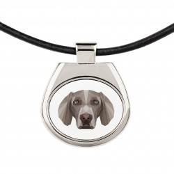 Un collar con un perro Braco de Weimar. Una nueva colección con el perro geométrico