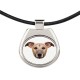 Una collana con un cane Whippet. Una nuova collezione con il cane geometrico