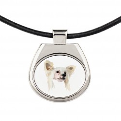 Una collana con un cane Cane Nudo Cinese. Una nuova collezione con il cane geometrico